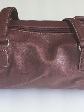 Nine West Burgundy Faux Leather Satchel Shoulder Bag Top Zip Medium Handbag 15x5
